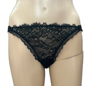 Stella McCartney Ella Shining Bikini Brief Underwear Large Black Semi Sheer Lace